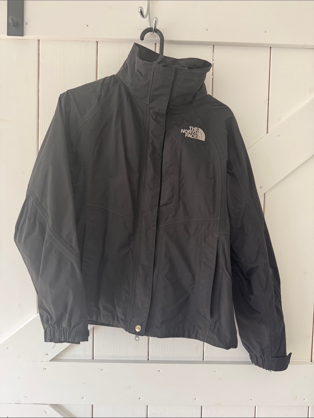 The North Face Black outdoor shell and inner fuzzy fleece jacket women’s small